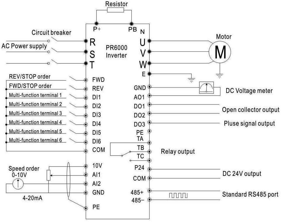 Схема подключения преобразователя частоты Delta VFD-E
